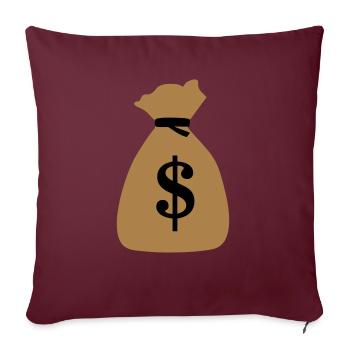 Geldsack, Sack voll Geld, Gold - Sofakissenbezug 45 x 45 cm - Burgunderrot - Vorne