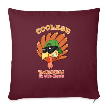 La dinde la plus cool du troupeau Je joyeux Thanksgiving - Housse de coussin décorative 45 x 45 cm - bordeaux - Devant