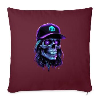 Crâne lueur violet hippie casquette - Housse de coussin décorative 45 x 45 cm - bordeaux - Devant