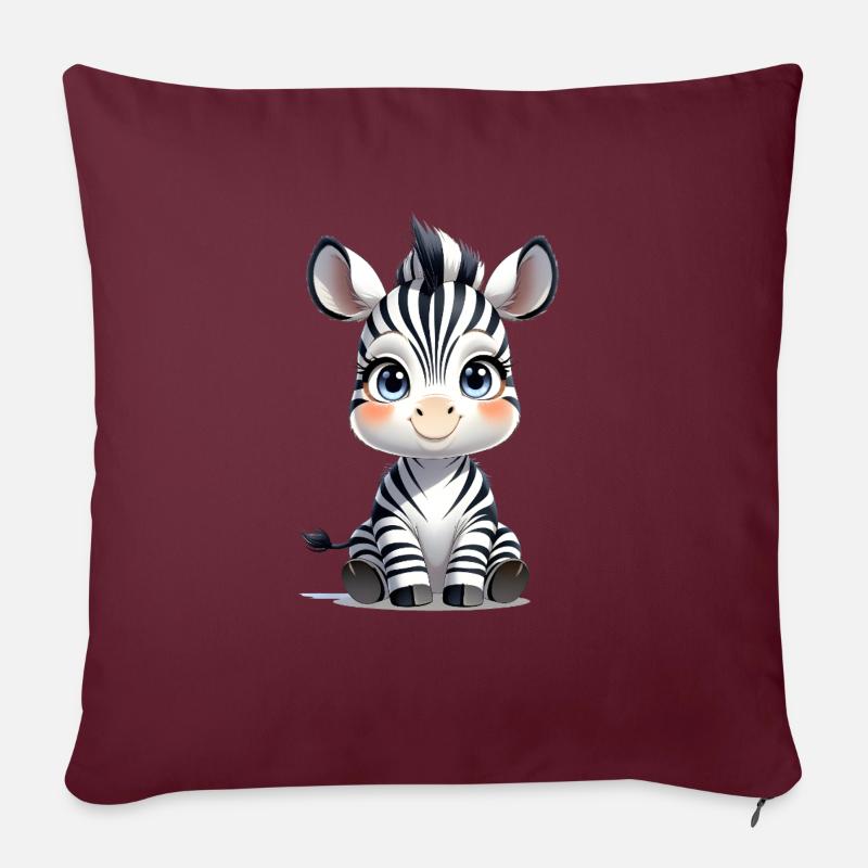 Bébé zèbre - Housse de coussin décorative 45 x 45 cm - bordeaux