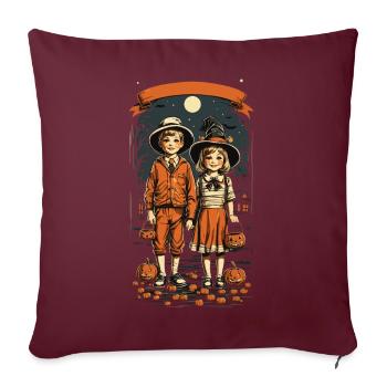 Mignon Halloween enfants Trick or Treat Style Vintage - Housse de coussin décorative 45 x 45 cm - bordeaux - Devant