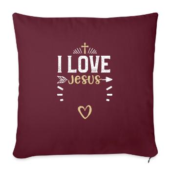 J’aime Jésus - Jésus - Housse de coussin décorative 45 x 45 cm - bordeaux - Devant