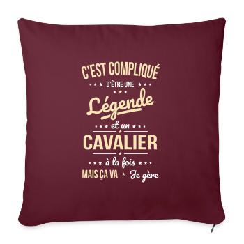 Compliqué d'être une légende et un cavalier - Housse de coussin décorative 45 x 45 cm - bordeaux - Devant