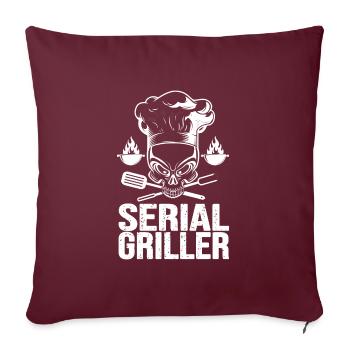 BBQ serial griller cadeau humour homme barbecue - Housse de coussin décorative 45 x 45 cm - bordeaux - Devant
