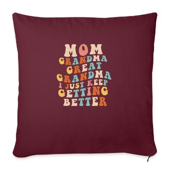 Arrière-grand-mère chemise femme maman grand-mère Gigi Mama - Housse de coussin décorative 45 x 45 cm - bordeaux - Devant