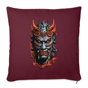 Masque Oni démoniaque Halloween Horror Design - Housse de coussin décorative 45 x 45 cm - bordeaux - Devant