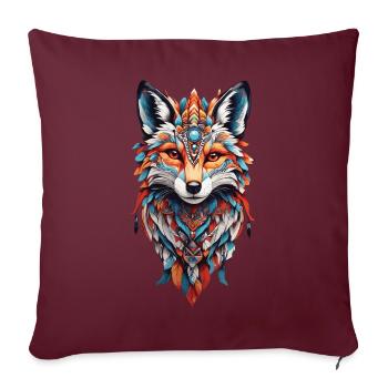 Spirituel indien Fox Feather Design Boho Style - Housse de coussin décorative 45 x 45 cm - bordeaux - Devant