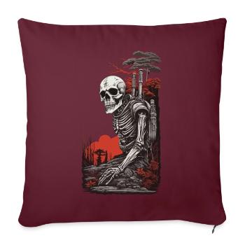 Okkulte Steampunk Apokalypse Gothic Skelet Design - Sofakissenbezug 45 x 45 cm - Burgunderrot - Vorne