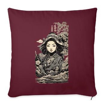 Femme japonaise dans le style rétro ukiyo-e - Housse de coussin décorative 45 x 45 cm - bordeaux - Devant