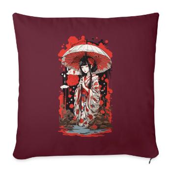 Japonais Ukiyo-E Esthétique Style de Design Rétro - Housse de coussin décorative 45 x 45 cm - bordeaux - Devant