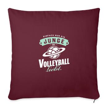 Junge, der Volleyball, lustig, Planet liebt - Sofakissenbezug 45 x 45 cm - Burgunderrot - Vorne