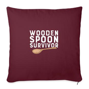 Drôle de maman italienne adulte survivante de cuillère en bois - Housse de coussin décorative 45 x 45 cm - bordeaux - Devant