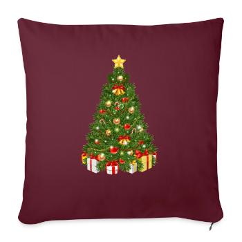 Weihnachtsbaum - Sofakissenbezug 45 x 45 cm - Burgunderrot - Vorne