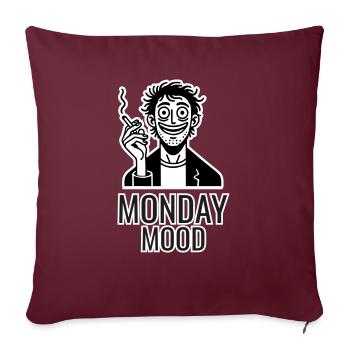 Homme caféiné fumant une cigarette - Monday Mood - Housse de coussin décorative 45 x 45 cm - bordeaux - Devant