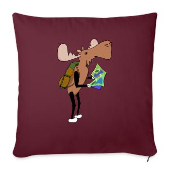 Carte de randonnée Moose Comic - Housse de coussin décorative 45 x 45 cm - bordeaux - Devant
