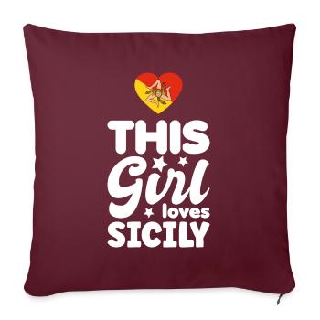 Sicile Flag Italie Palerme Trinacria Italia - Housse de coussin décorative 45 x 45 cm - bordeaux - Devant