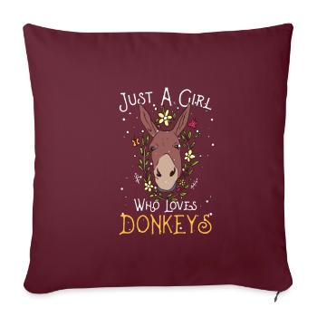 Donkey shirt idée cadeau cadeau - Housse de coussin décorative 45 x 45 cm - bordeaux - Devant