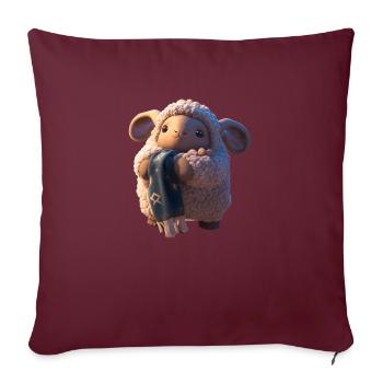 Mouton mignon avec foulard - Housse de coussin décorative 45 x 45 cm - bordeaux - Devant