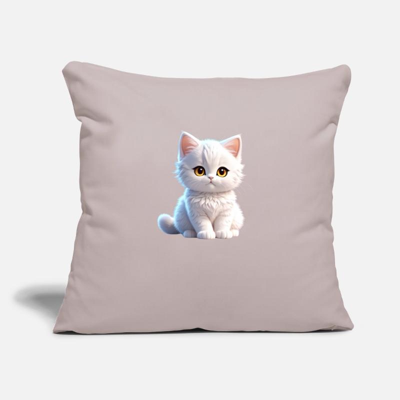 Cute white kitty Sofa pillowcase 17,3'' x 17,3'' (45 x 45 cm)