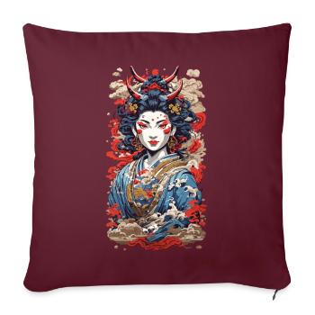 Geisha démon rétro ukiyo-e japon style - Housse de coussin décorative 45 x 45 cm - bordeaux - Devant
