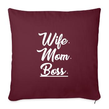 Femme maman patron maman maman maman anniversaire fête des mères - Housse de coussin décorative 45 x 45 cm - bordeaux - Devant