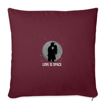 LOVE IS SPACE Weltraum Valentinstag Geschenk - Sofakissenbezug 45 x 45 cm - Burgunderrot - Vorne
