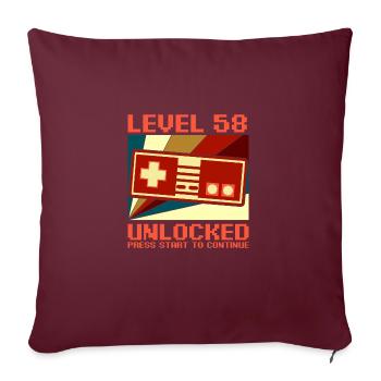LEVEL 58 UNLOCKED 58 Geburtstag Gamer Controller - Sofakissenbezug 45 x 45 cm - Burgunderrot - Vorne
