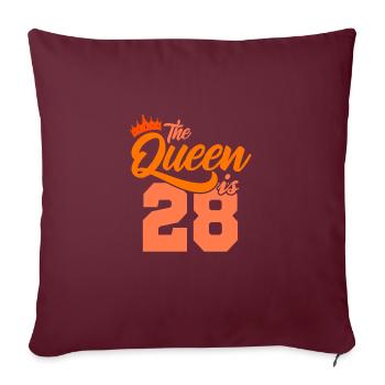 BIRTHDAY QUEEN 28 Geburtstag Mama 28 Jahre - Sofakissenbezug 45 x 45 cm - Burgunderrot - Vorne