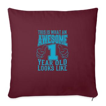 JE SUIS 1 ANNÉE 1 Anniversaire Garçons 1 an - Housse de coussin décorative 45 x 45 cm - bordeaux - Devant