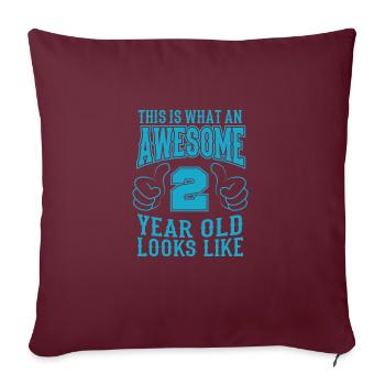 JE SUIS 2 ANS 2 anniversaire garçons 2 ans - Housse de coussin décorative 45 x 45 cm - bordeaux - Devant
