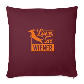 J’aime Mon teckel Chien de toit Teckel - Housse de coussin décorative 45 x 45 cm - bordeaux - Devant