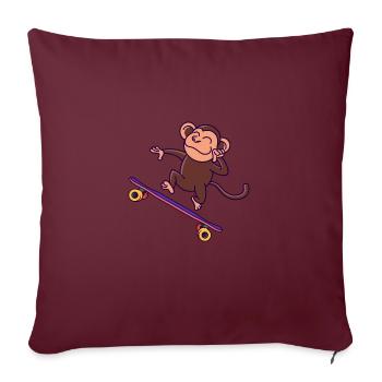 Skateboarder Drôle de singe sur skateboard - Housse de coussin décorative 45 x 45 cm - bordeaux - Devant