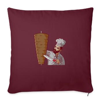 Döner Kebap Chef moderne avec Doner Kebab Rôtisserie Et - Housse de coussin décorative 45 x 45 cm - bordeaux - Devant