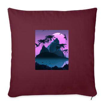 Vaporwave Aesthetic Tropische Insel Palmen - Sofakissenbezug 45 x 45 cm - Burgunderrot - Vorne