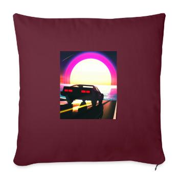 Synthwave Outrun Sportwagen Strand Sonnenuntergang - Sofakissenbezug 45 x 45 cm - Burgunderrot - Vorne