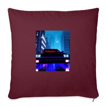 Vaporwave Aesthetic Auto Nacht Wolkenkratzer - Sofakissenbezug 45 x 45 cm - Burgunderrot - Vorne