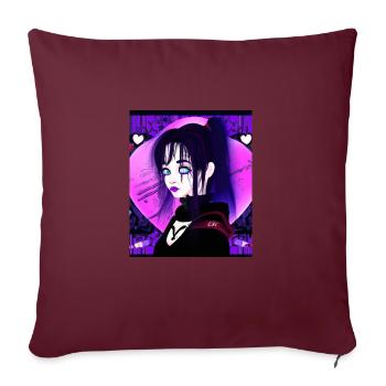 Goth Anime Vaporwave Mignon Creepy Goth Girl - Housse de coussin décorative 45 x 45 cm - bordeaux - Devant
