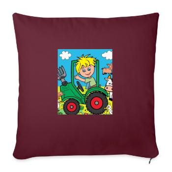 Tracteur vert anniversaire animaux de la ferme - Housse de coussin décorative 45 x 45 cm - bordeaux - Devant