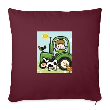 Tracteur vert anniversaire animaux de la ferme - Housse de coussin décorative 45 x 45 cm - bordeaux - Devant