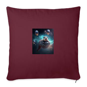 Funny Space Otters Space Otter With Planet - Sofakissenbezug 45 x 45 cm - Burgunderrot - Vorne