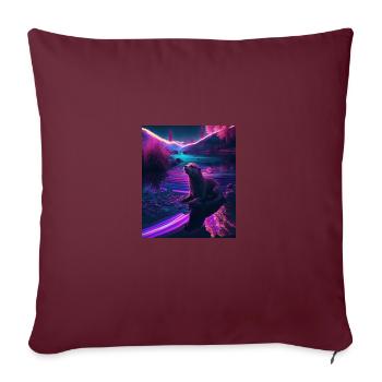 Cool Sea Otter Design Synthwave Wandering Otter - Sofakissenbezug 45 x 45 cm - Burgunderrot - Vorne