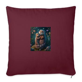 Mignon bébé loutre Amour de la mère Bébé Loutre - Housse de coussin décorative 45 x 45 cm - bordeaux - Devant
