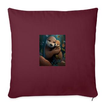 Mignon bébé loutre Amour de la mère Bébé Loutre - Housse de coussin décorative 45 x 45 cm - bordeaux - Devant