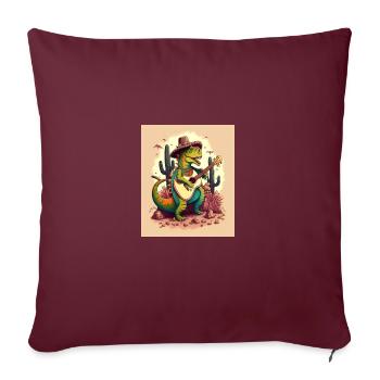 Dinosaure Amoureux Dinosaure Festif Jouant De La Guitare - Housse de coussin décorative 45 x 45 cm - bordeaux - Devant