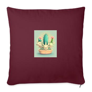 Mexicain Cactus Plante Amoureux Cactus Axolotl Mexicain - Housse de coussin décorative 45 x 45 cm - bordeaux - Devant