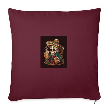 Sugar Skull Wearing Sombrero Drunk Mexican Sugar - Sofakissenbezug 45 x 45 cm - Burgunderrot - Vorne