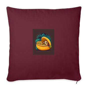 Paresseux Dormir Dans Un Taco Drôle Paresseux Amateur De Tacos - Housse de coussin décorative 45 x 45 cm - bordeaux - Devant