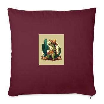 Dinosaure amoureux des dinosaures verts portant un sombrero - Housse de coussin décorative 45 x 45 cm - bordeaux - Devant