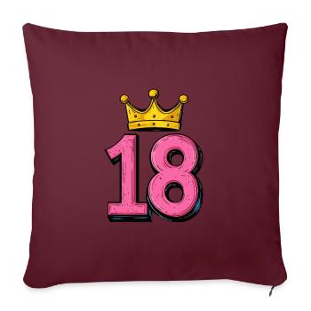 18 Zahl Trikot Krone - Sofakissenbezug 45 x 45 cm - Burgunderrot - Vorne
