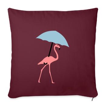 Flamingo mit Regenschirm oder Sonnenschirm - Sofakissenbezug 45 x 45 cm - Burgunderrot - Vorne